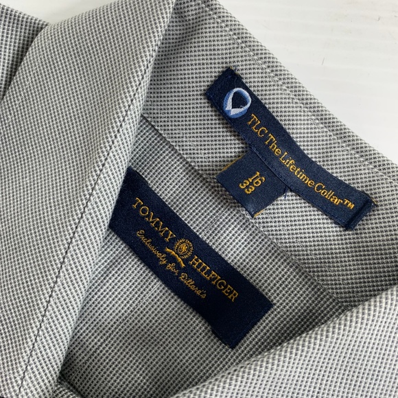 Tommy Hilfiger Men's Dress Shirt Size 16 33 Tiny Blue Check Cotton - Picture 3 of 5